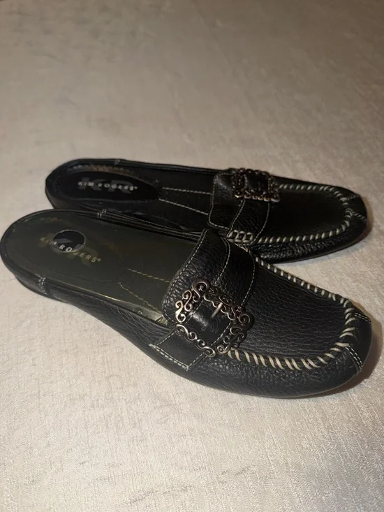 Kim Rogers ‘Charlotte’ Women’s Black Leather Slip-On Stylish Loafers Size 7.5 - Picture 3 of 10